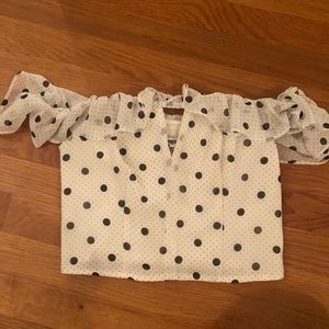 Express cropped polka dot top
